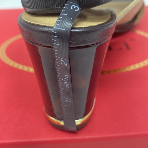 VANELI Bamba Natural Canvas Animal Print Detail Gold Trim Heel Size 7.5 Med NEW - Picture 13 of 16